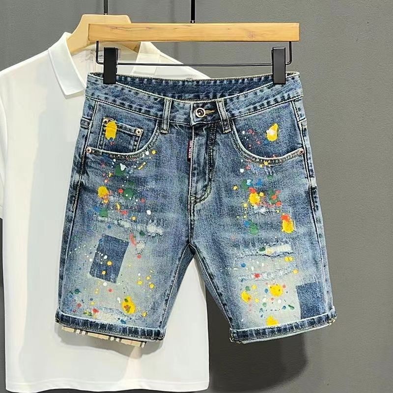 Men Fashion Jeans - Pantaloni jeans corti da uomo Graffiti