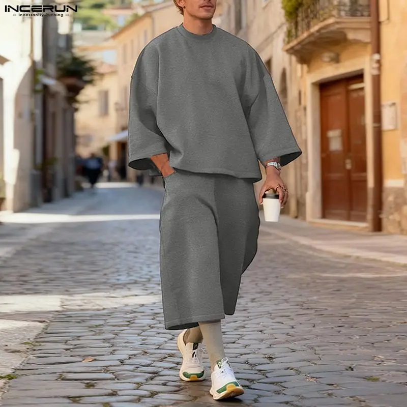 Men'S Fashion Trousers - Completi da uomo INCERUN, tinta unita,