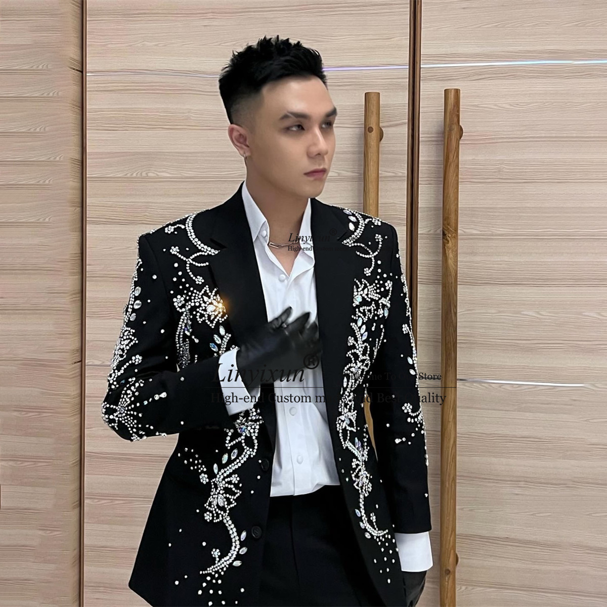 Mens Fashion Trajes - Moda metallo diamante impreziosito vestito da
