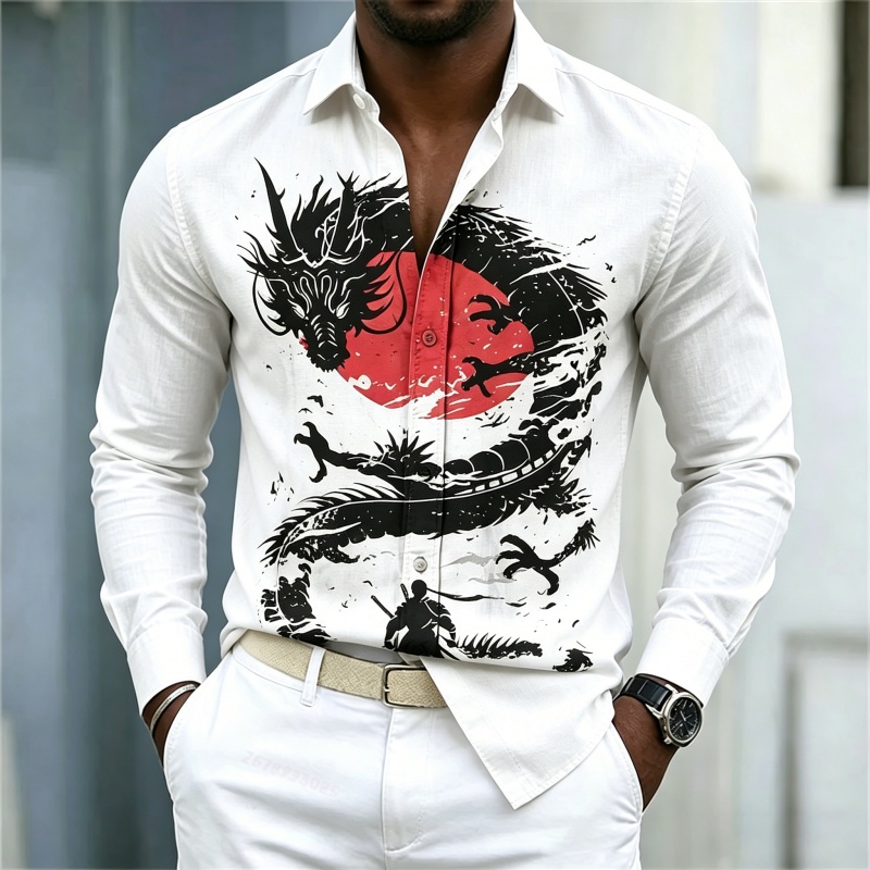 Men'S Tops Fashion - Camicia da uomo 2026 nuova, bianca,