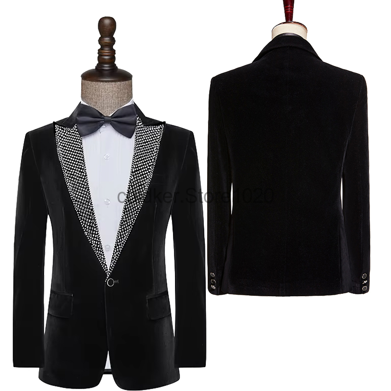 Men'S Fashion Lk - Giacca blazer in velluto di cristallo