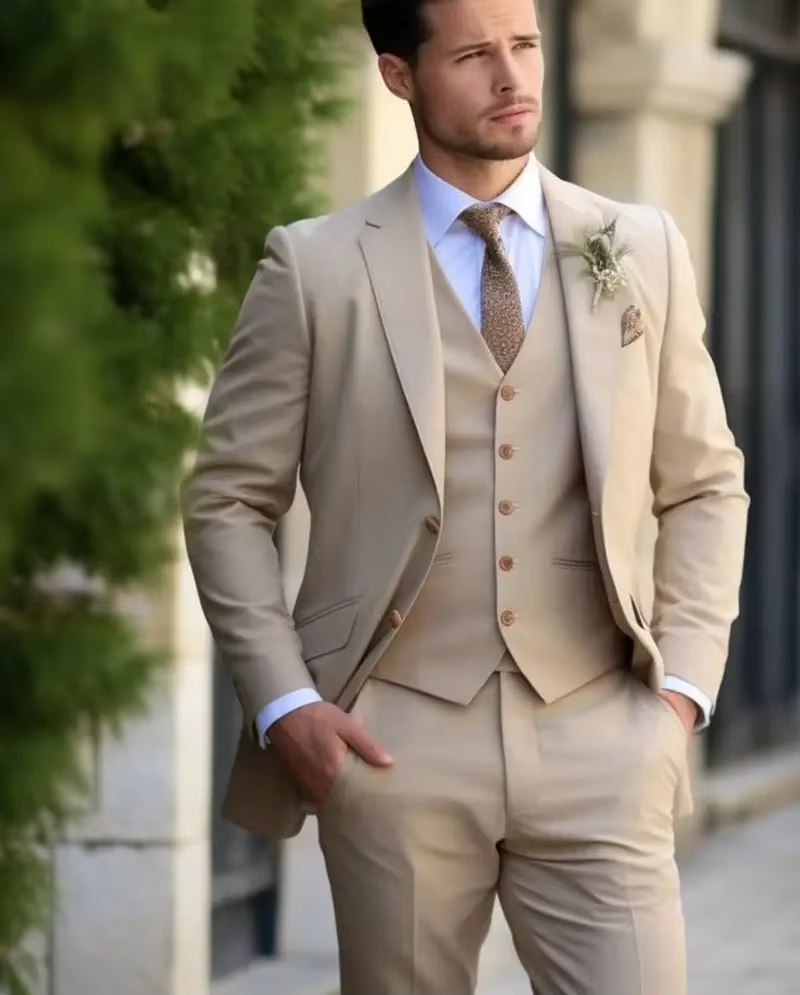 Slim Fit Blazer Men - Abiti da uomo eleganti kaki Smart