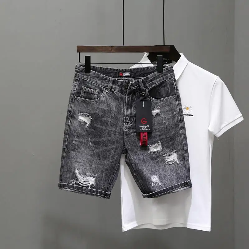 Men Fashion Jeans - Pantaloni Jeans corti da uomo nero