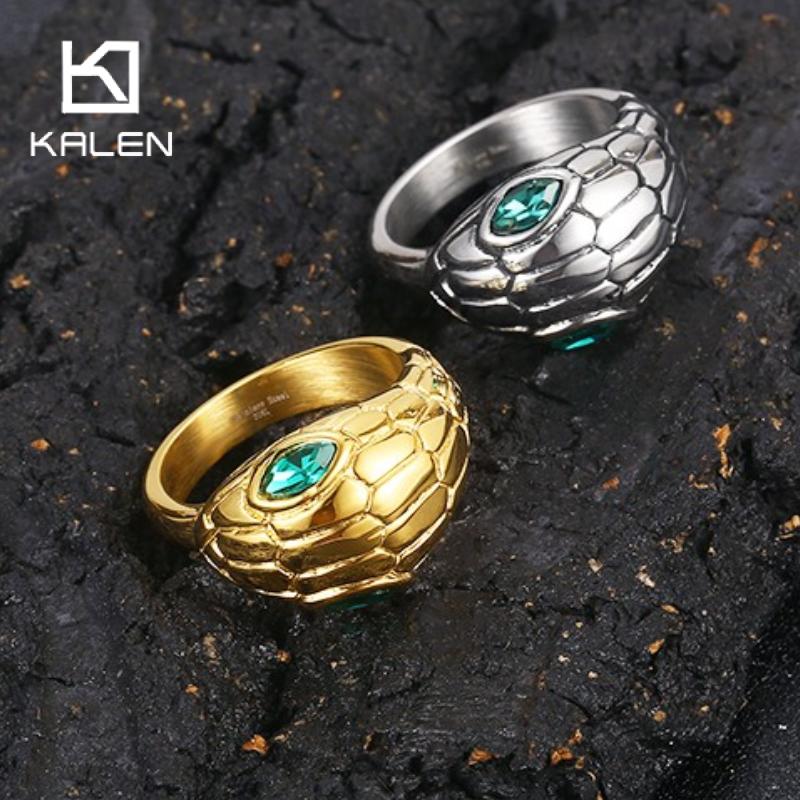 Men'S Fashion Lk - KALEN Acciaio inossidabile Smeraldo Occhi Grossi