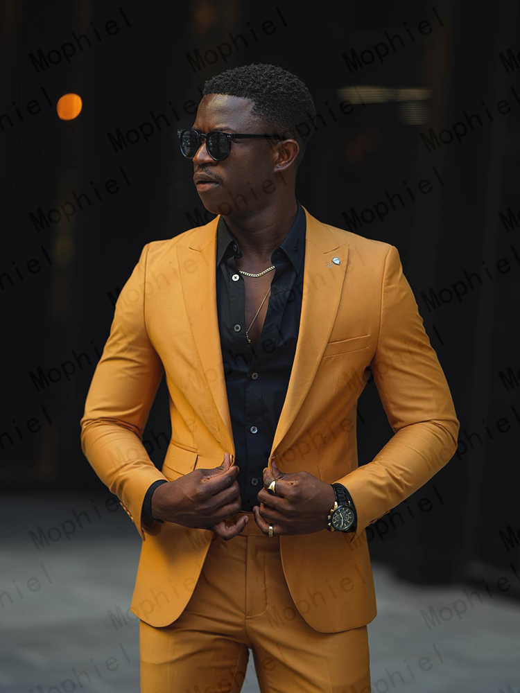 Abito da uomo giallo senape 2  - Slim Fit Blazer Men recensione e prezzo