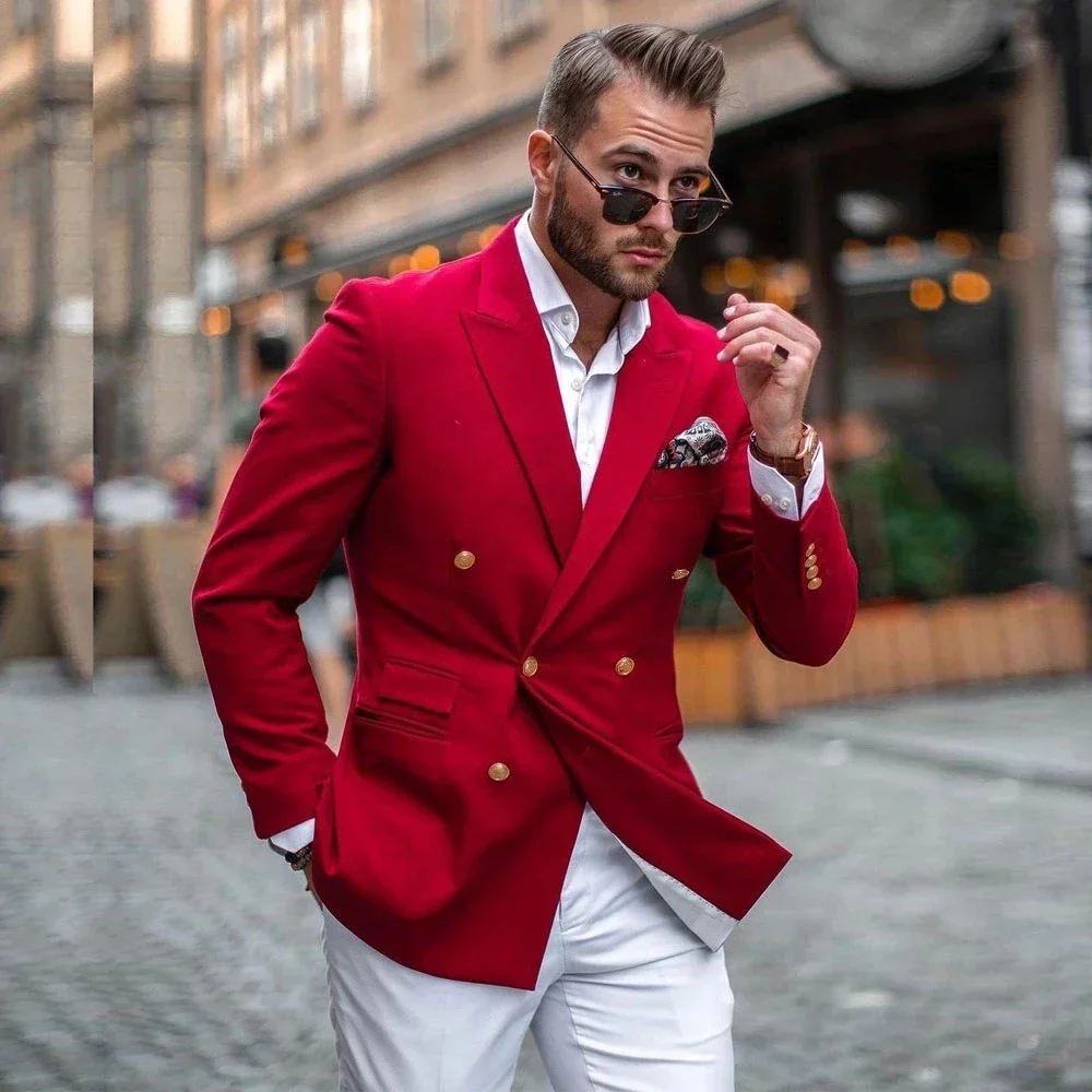 Completo Uomo Elegante Rosso c - Slim Fit Blazer Men recensione e prezzo